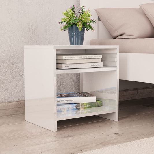 High Gloss White Bedside Cabinet, Engineered Wood, 40x30x40 cm