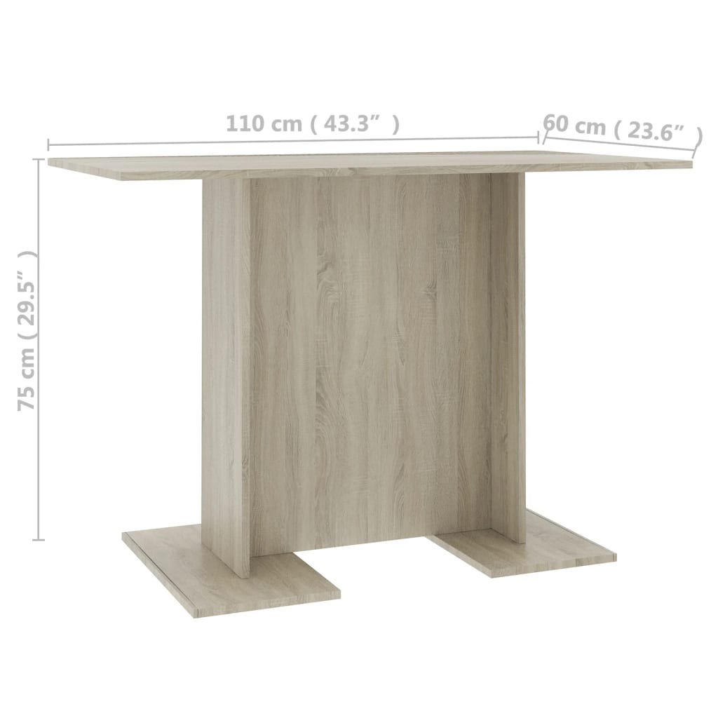 Sonoma Oak Dining Table 110x60x75 cm - Engineered Wood