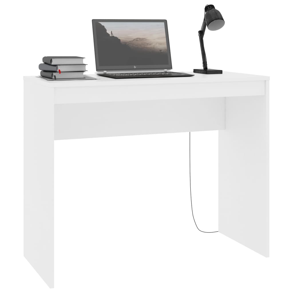 Compact White Desk 90x40x72 cm - Engineered Wood Finish