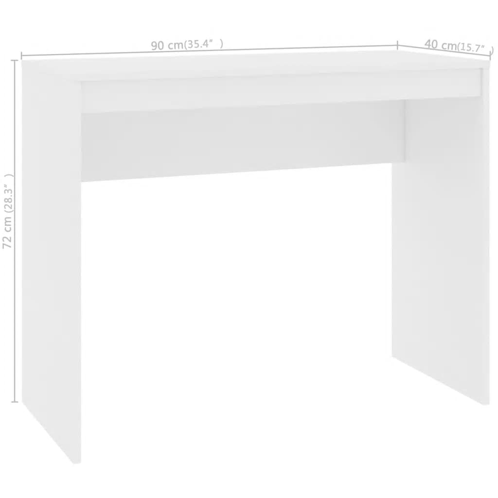 Compact White Desk 90x40x72 cm - Engineered Wood Finish