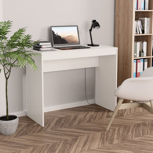 Compact White Desk 90x40x72 cm - Engineered Wood Finish