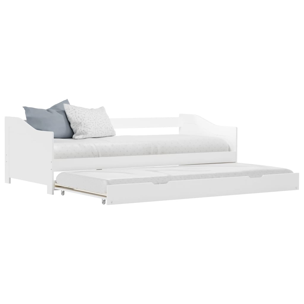 White Pinewood Pull-out Sofa Bed Frame 90x200 cm - No Mattress