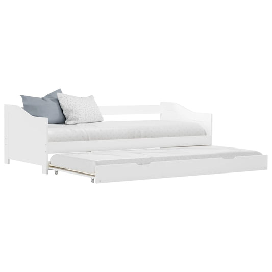White Pinewood Pull-out Sofa Bed Frame 90x200 cm - No Mattress