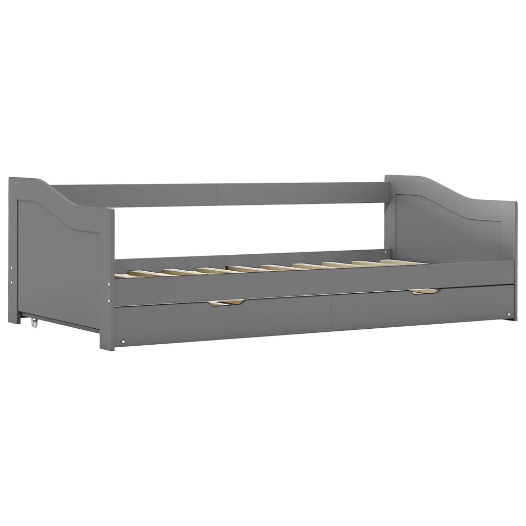 Grey Metal Pull-Out Sofa Bed Frame 90x200 cm - No Mattress