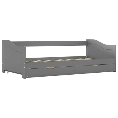 Grey Metal Pull-Out Sofa Bed Frame 90x200 cm - No Mattress