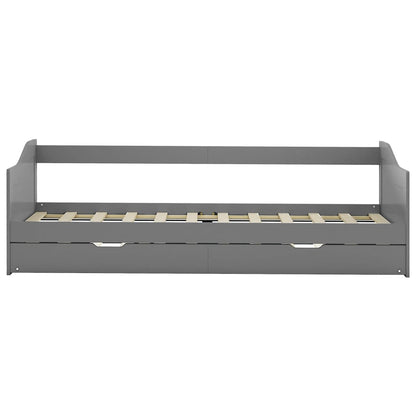 Grey Metal Pull-Out Sofa Bed Frame 90x200 cm - No Mattress
