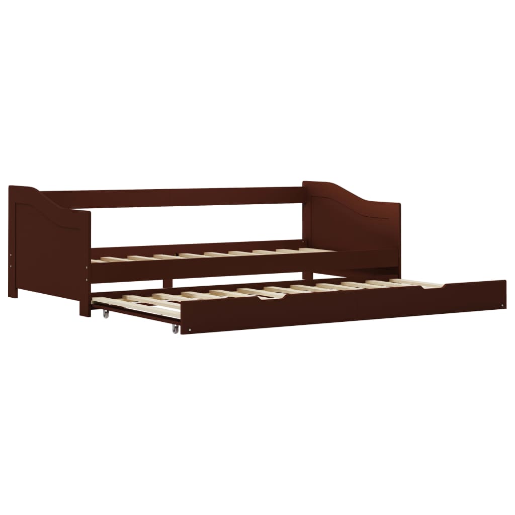 Dark Brown Wood Pull-Out Sofa Bed Frame 90x200 cm (No Mattress)