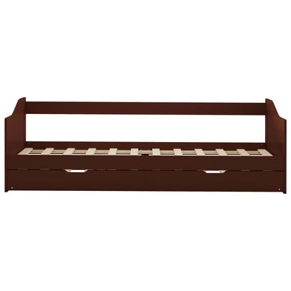 Dark Brown Wood Pull-Out Sofa Bed Frame 90x200 cm (No Mattress)