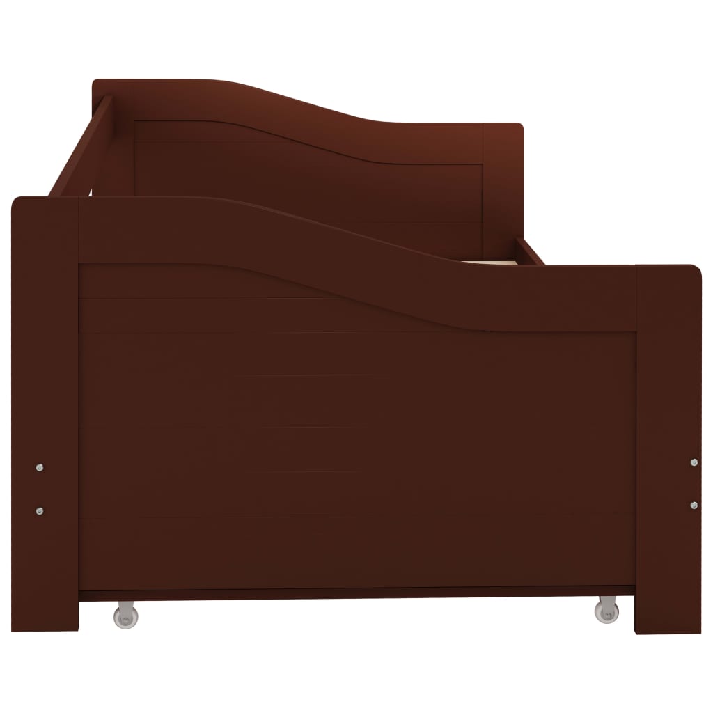 Dark Brown Wood Pull-Out Sofa Bed Frame 90x200 cm (No Mattress)