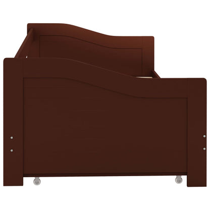 Dark Brown Wood Pull-Out Sofa Bed Frame 90x200 cm (No Mattress)