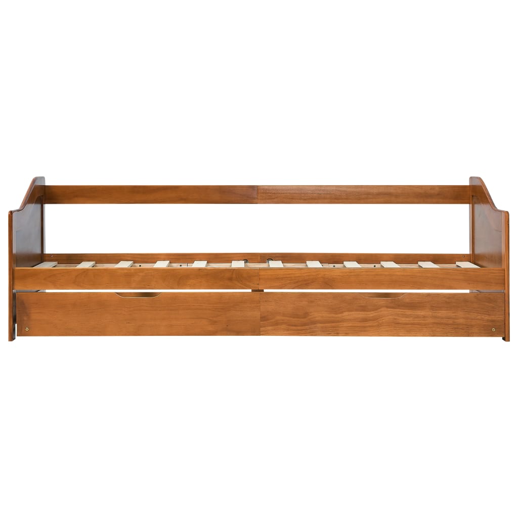 Honey Brown Pull-Out Sofa Bed Frame, 90x200 cm, Wood Finish