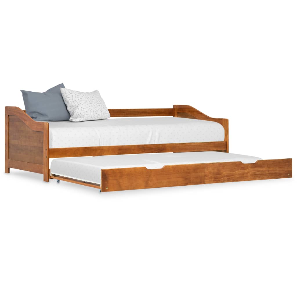 Honey Brown Pull-Out Sofa Bed Frame, 90x200 cm, Wood Finish