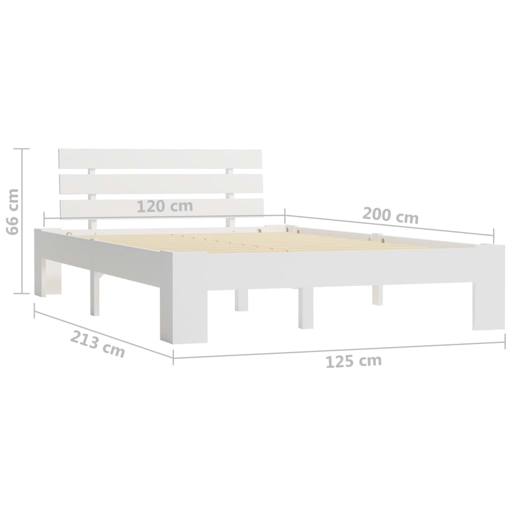 White Solid Pine Wood Bed Frame 120x200 cm - No Mattress Included