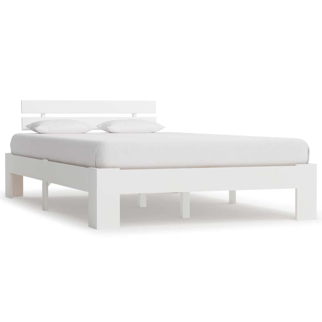 Solid Wood Pine Bed Frame - White, 140x200cm (Mattress Sold Separately)