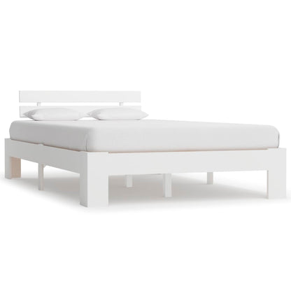 Solid Wood Pine Bed Frame - White, 140x200cm (Mattress Sold Separately)