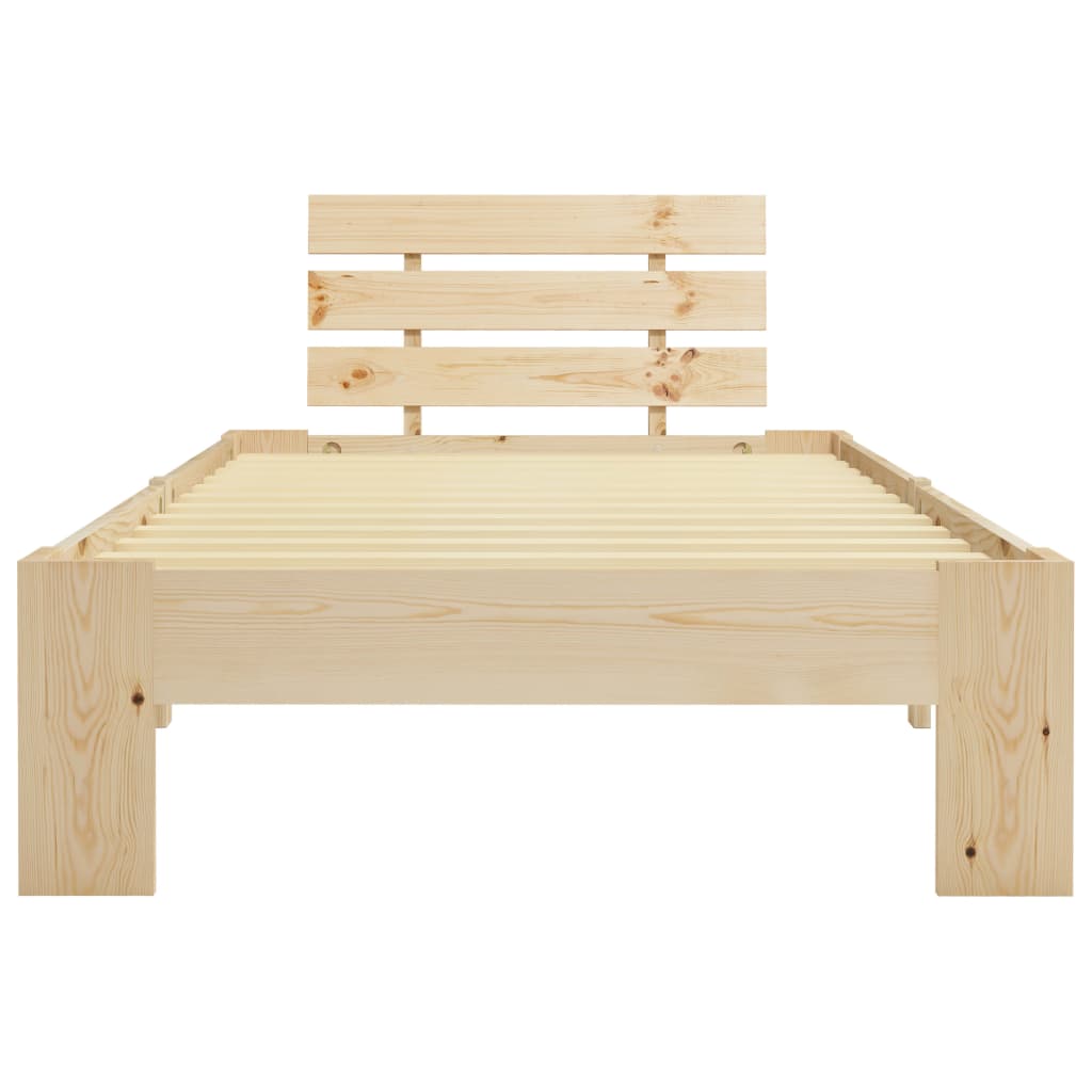 Solid Pine Wood Bed Frame 90x200 cm - Natural Finish