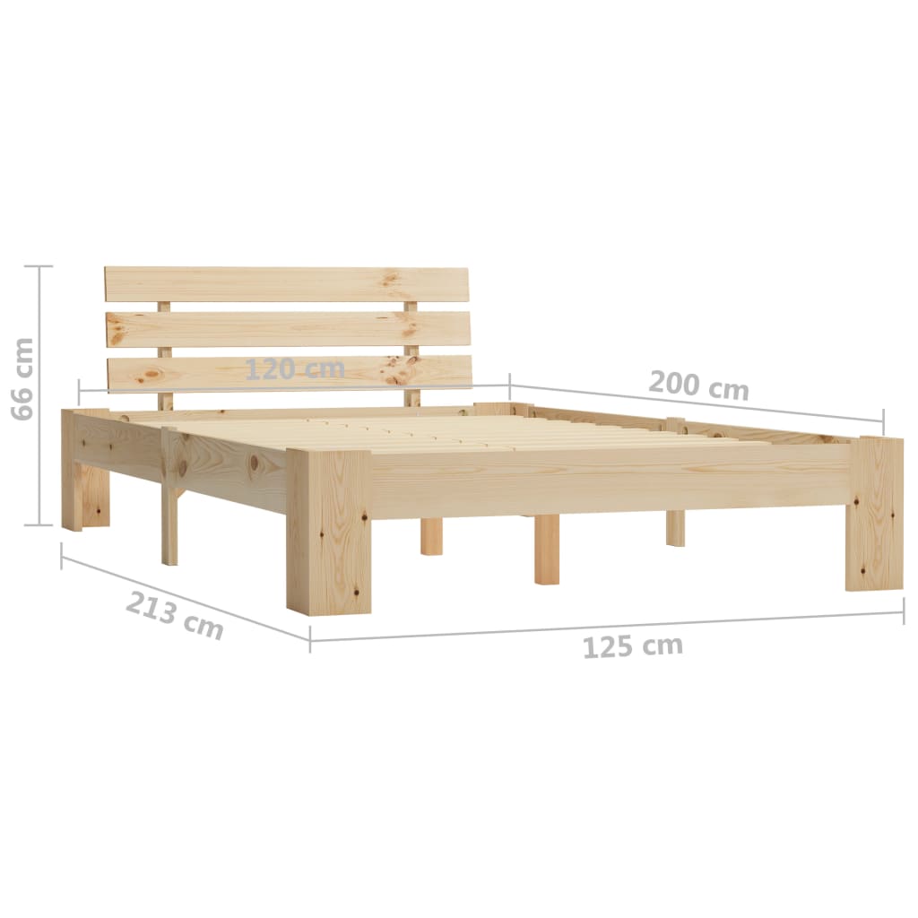 Solid Pine Wood Bed Frame 120x200 cm - No Mattress Included