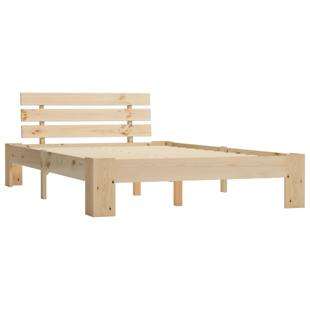 Solid Pine Wood Bed Frame 140x200cm - No Mattress Included