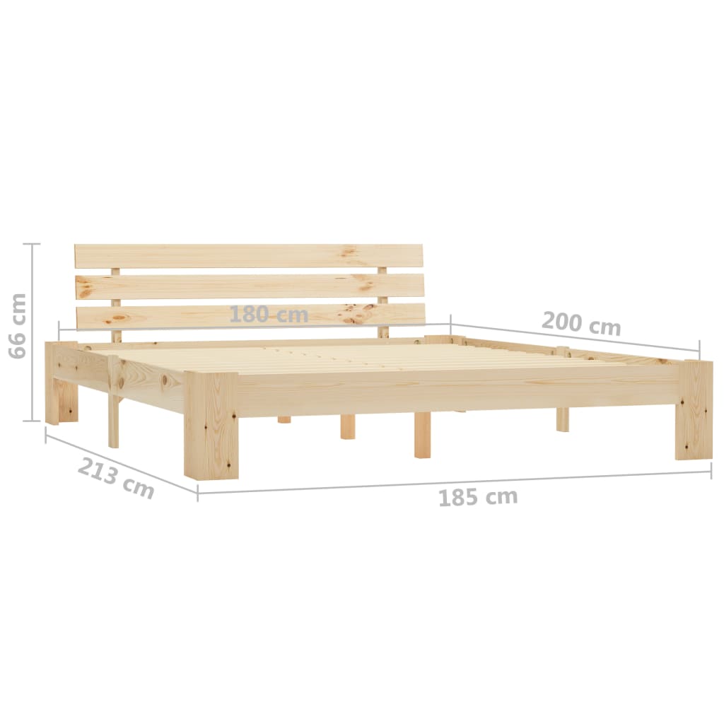 Solid Pine Wood Bed Frame 180x200cm - No Mattress Included