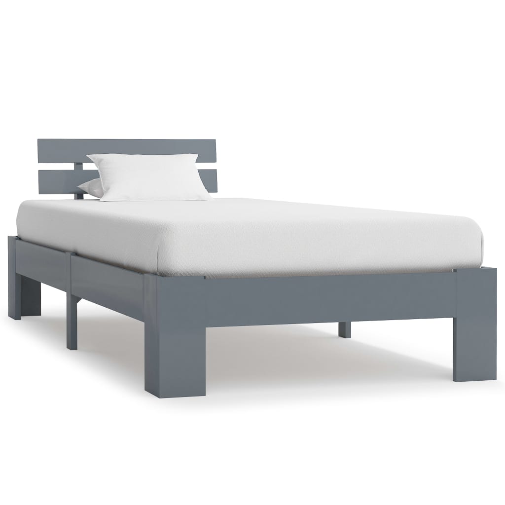 Solid Pine Wood Grey Bed Frame - 100x200 cm, No Mattress Included