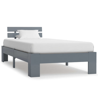 Solid Pine Wood Grey Bed Frame - 100x200 cm, No Mattress Included