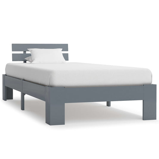Solid Pine Wood Grey Bed Frame - 100x200 cm, No Mattress Included