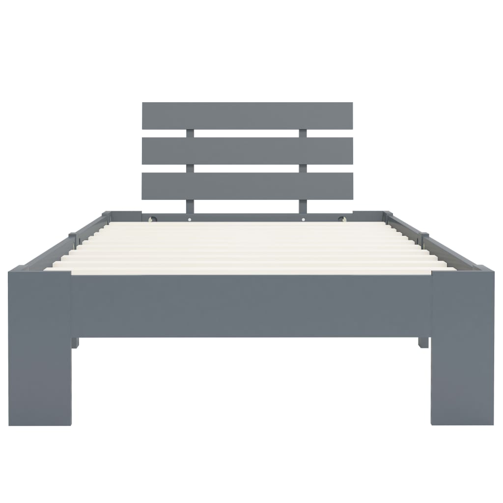 Solid Pine Wood Grey Bed Frame - 100x200 cm, No Mattress Included