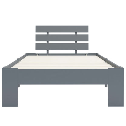 Solid Pine Wood Grey Bed Frame - 100x200 cm, No Mattress Included