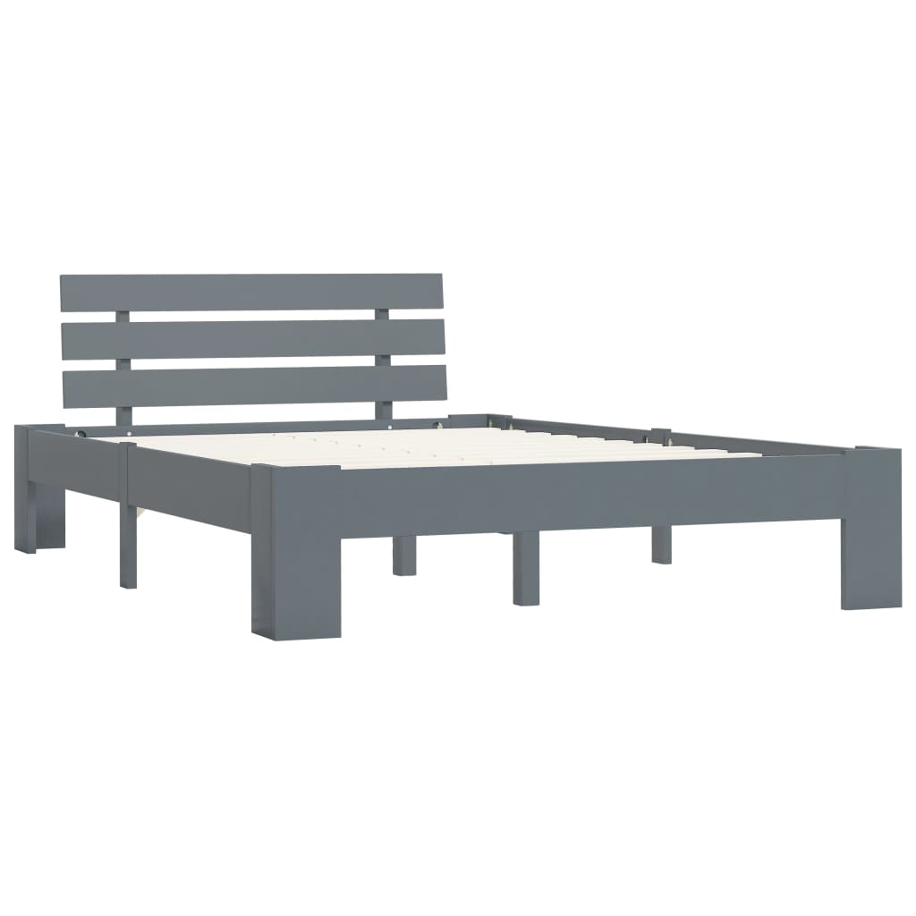 Solid Pine Wood Grey Bed Frame - 120x200 cm (Mattress Not Included)
