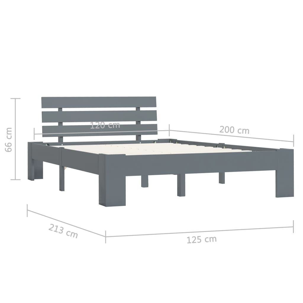 Solid Pine Wood Grey Bed Frame - 120x200 cm (Mattress Not Included)
