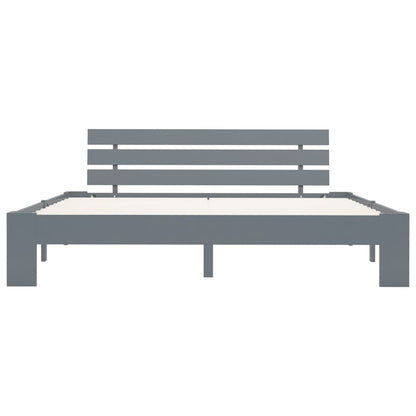 Grey Solid Pine Wood Bed Frame 160x200cm - Mattress Not Included