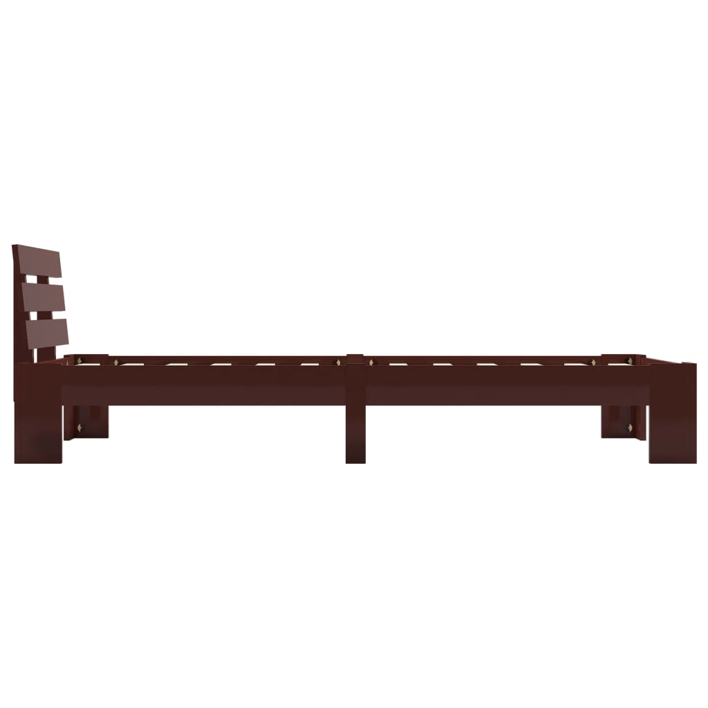 Solid Pine Wood Bed Frame - Dark Brown, 100x200 cm