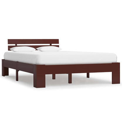 Solid Pine Wood Bed Frame, Dark Brown, 120x200 cm - No Mattress