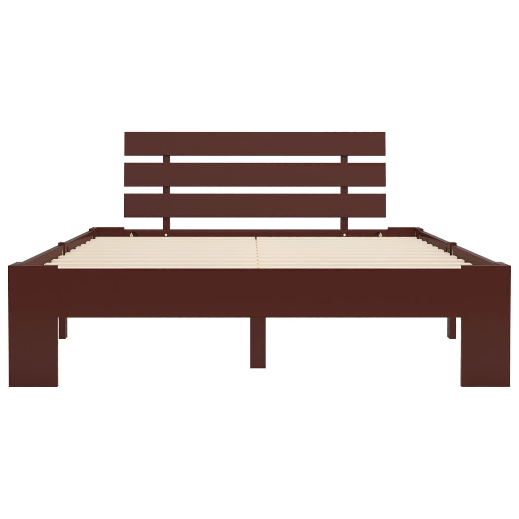 Solid Pine Wood Bed Frame, Dark Brown, 120x200 cm - No Mattress