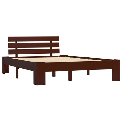 Dark Brown Solid Pine Wood Bed Frame 140x200 cm - No Mattress
