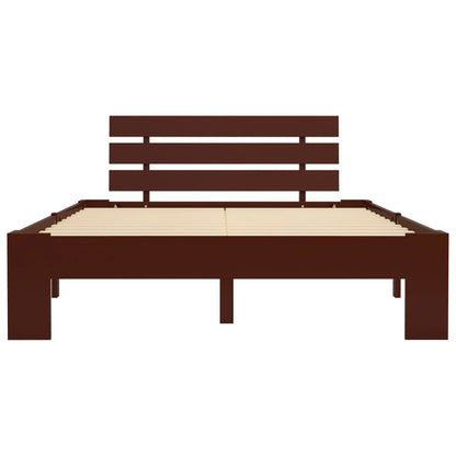Dark Brown Solid Pine Wood Bed Frame 140x200 cm - No Mattress