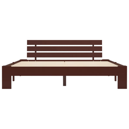 Solid Pine Wood Bed Frame, Dark Brown 160x200 cm - No Mattress