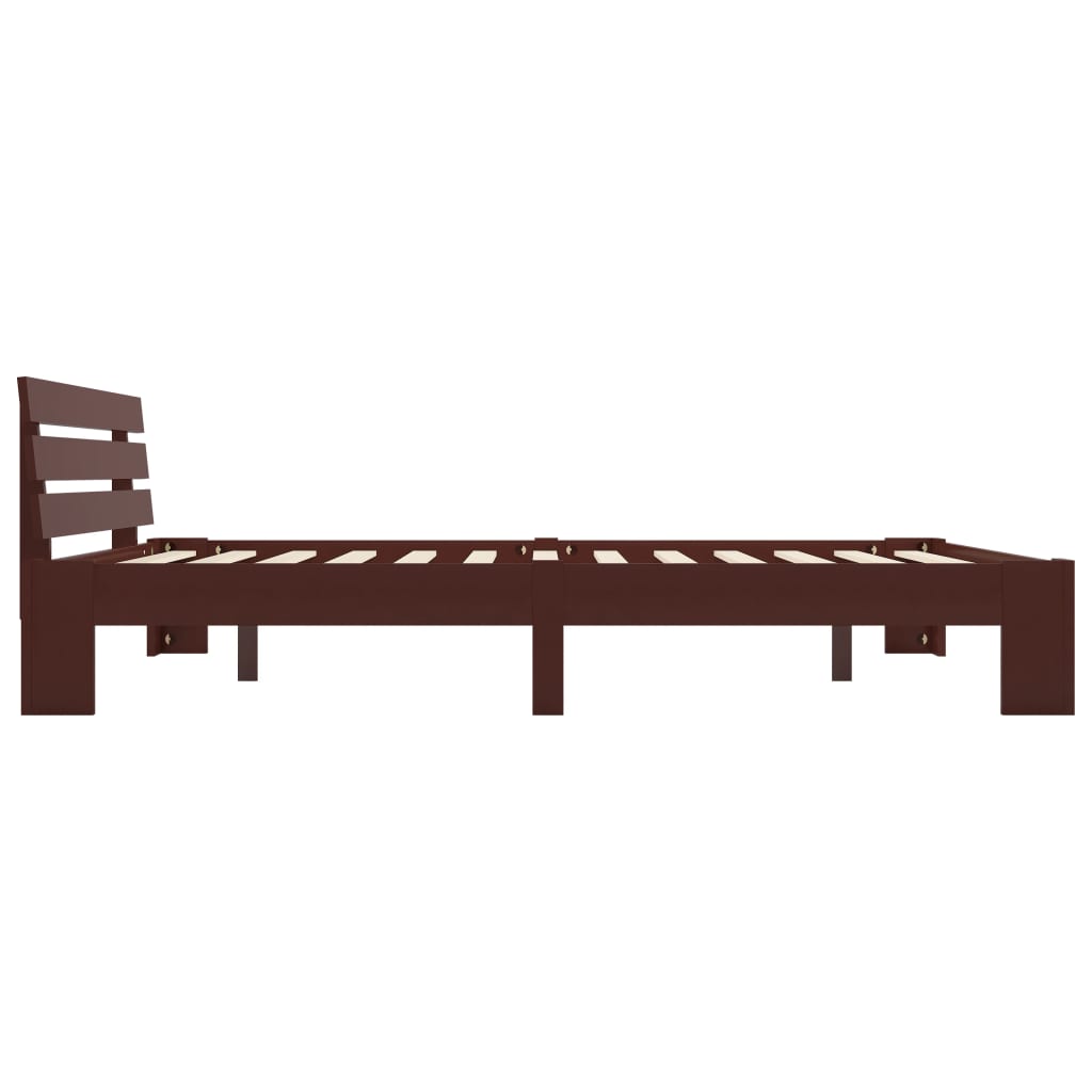 Solid Pine Wood Bed Frame, Dark Brown 160x200 cm - No Mattress