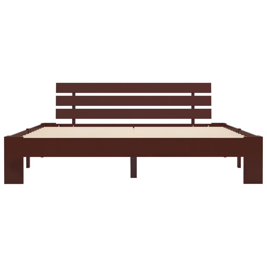 Solid Pine Bed Frame 140x200cm Dark Brown - No Mattress