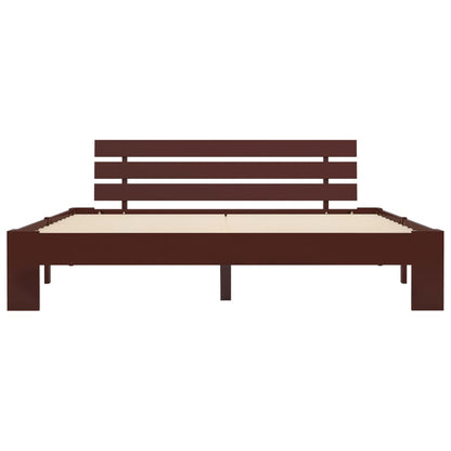 Solid Pine Bed Frame 140x200cm Dark Brown - No Mattress
