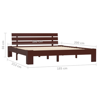 Solid Pine Bed Frame 140x200cm Dark Brown - No Mattress