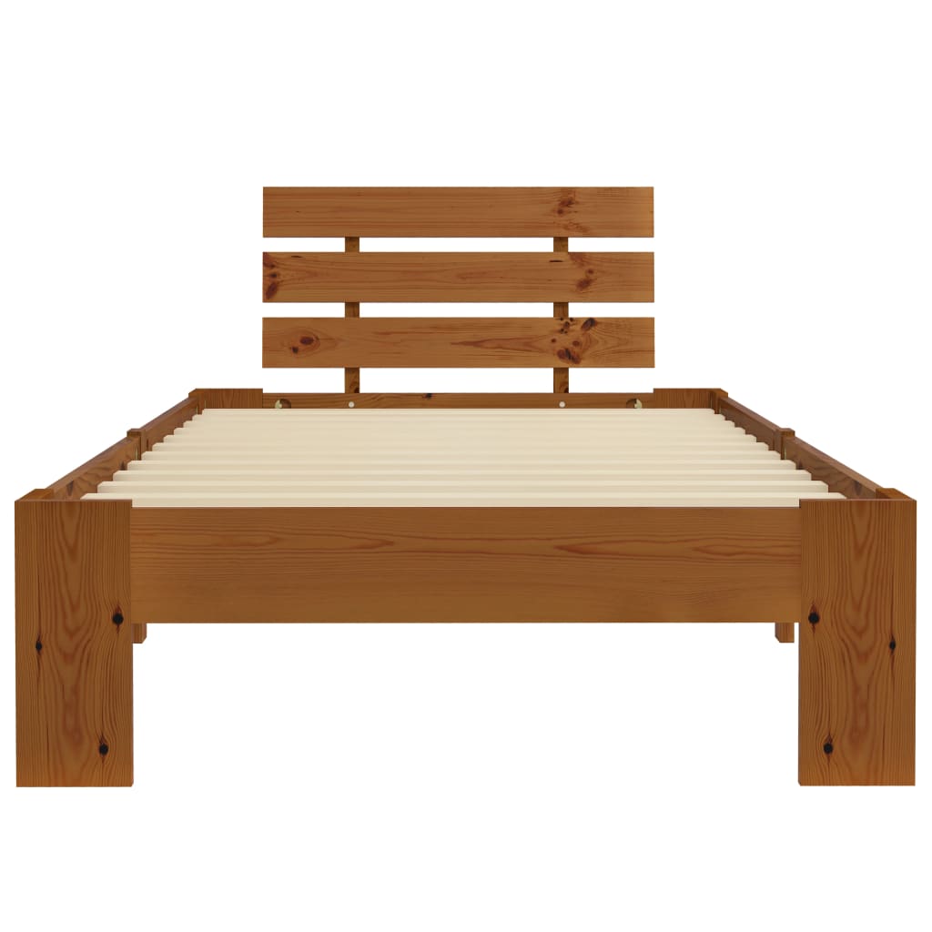 Solid Pine Wood Bed Frame - Honey Brown 100x200cm
