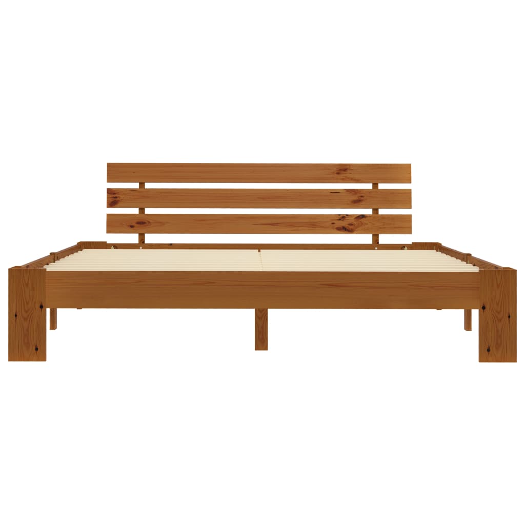 Solid Pine Bed Frame, Honey Brown, 160x200cm - No Mattress