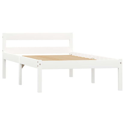 White Solid Pine Wood Bed Frame 90x200 cm - Mattress Not Included