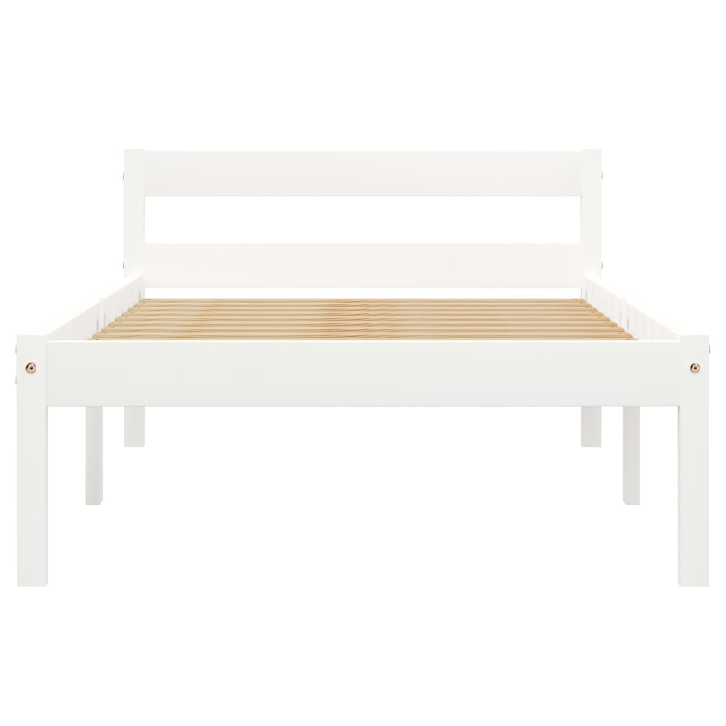 White Solid Pine Wood Bed Frame 90x200 cm - Mattress Not Included