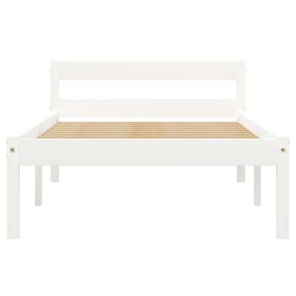 White Solid Pine Wood Bed Frame 90x200 cm - Mattress Not Included