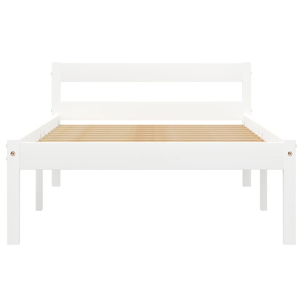 White Solid Pine Wood Bed Frame 100x200 cm - No Mattress Included
