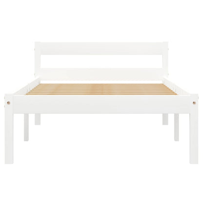 White Solid Pine Wood Bed Frame 100x200 cm - No Mattress Included