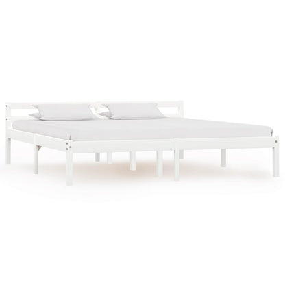 Solid Pine Wood Bed Frame, White, 160x200 cm - Mattress Not Included