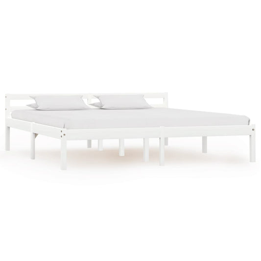Solid Pine Wood Bed Frame, White, 160x200 cm - Mattress Not Included